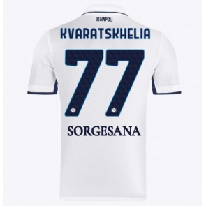 Billiga SSC Napoli Khvicha Kvaratskhelia #77 Bortatröja 2024-25 Kortärmad